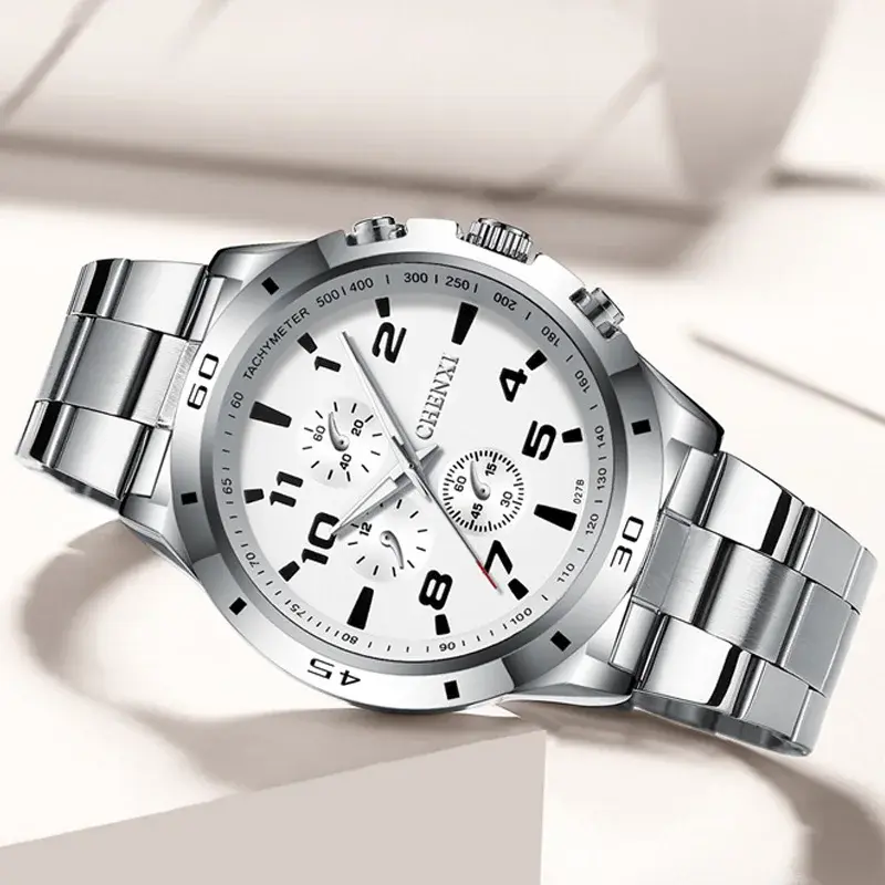 Fashion Men Watches Unique Stylish Male Casual Dress Sport Wristwatch Waterproof Big Dial Silver Men's Clock Best Gift
