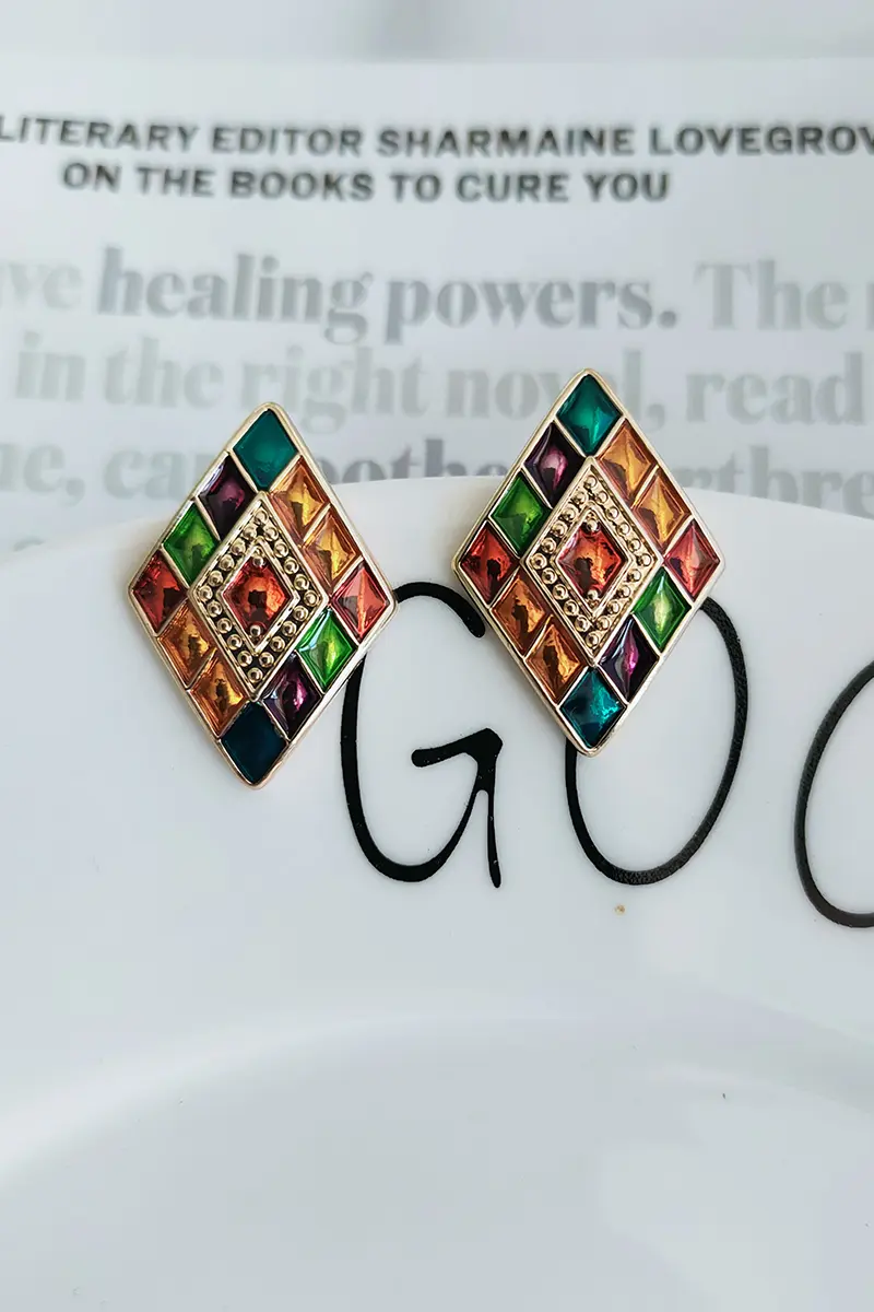 Vintage French Painted Earrings Silver Needle Contrasting Art Niche Versatile Earrings 521
