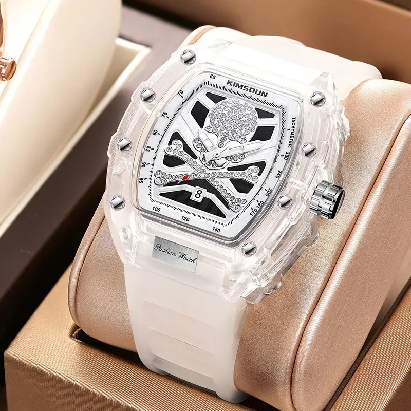 Unique Skull Watches for Men Silicone Strap Waterproof 3Bar Fashion Casual Sport Quartz Mens Watches Luxury Top Brand Gift Clock