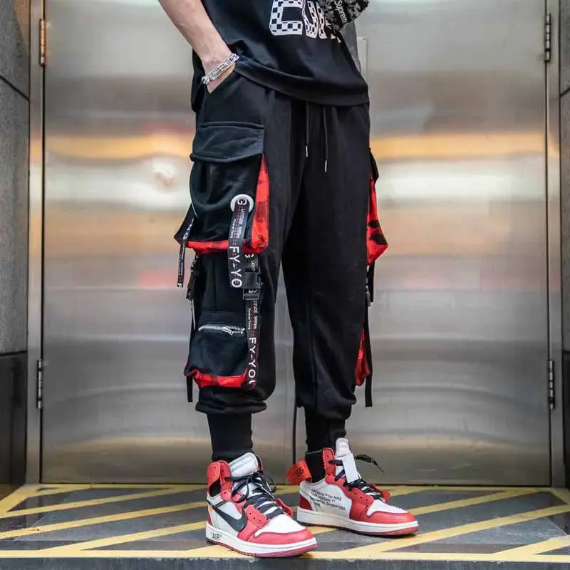 Unique Men's Cargo Pants Streetwear Japanese Fashion Harajuku Casual Pants for Men Joggers Punk Black Y2k Hip Hop Trousers