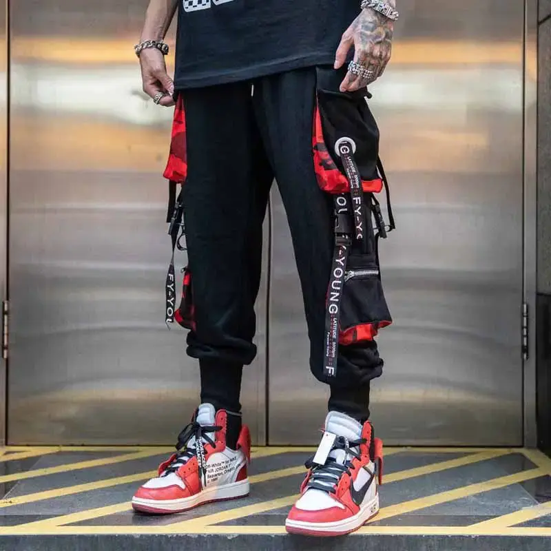 Unique Men's Cargo Pants Streetwear Japanese Fashion Harajuku Casual Pants for Men Joggers Punk Black Y2k Hip Hop Trousers