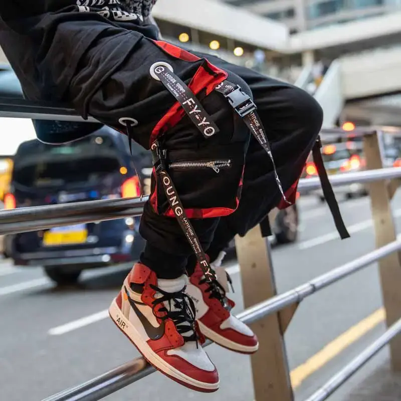 Unique Men's Cargo Pants Streetwear Japanese Fashion Harajuku Casual Pants for Men Joggers Punk Black Y2k Hip Hop Trousers