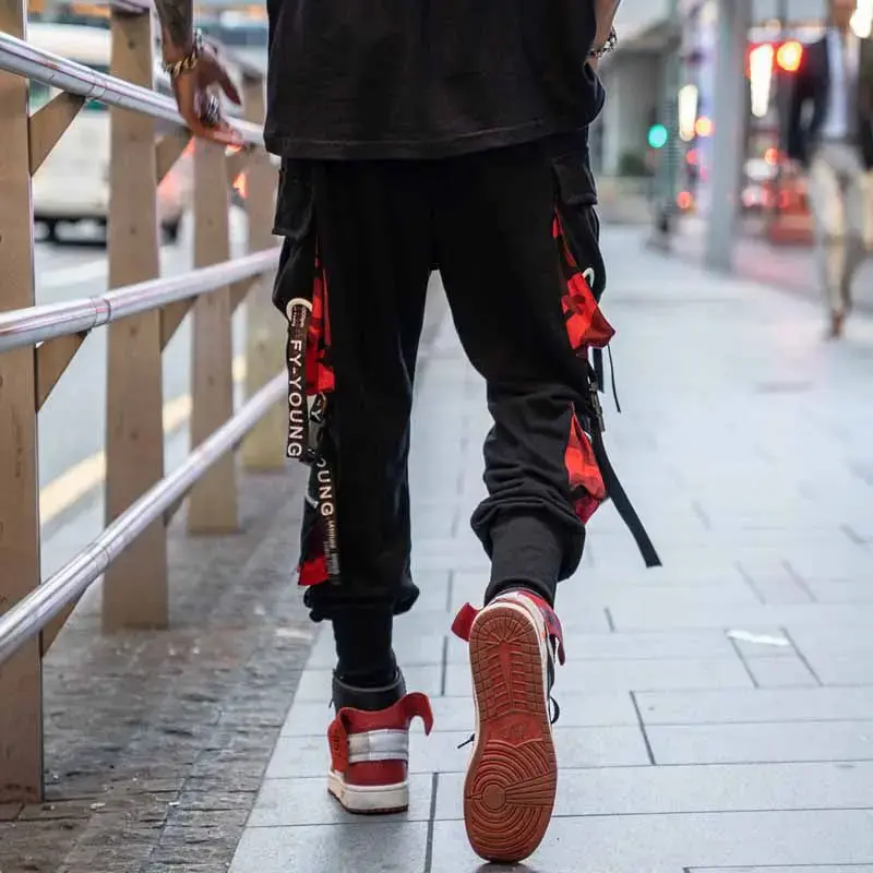 Unique Men's Cargo Pants Streetwear Japanese Fashion Harajuku Casual Pants for Men Joggers Punk Black Y2k Hip Hop Trousers