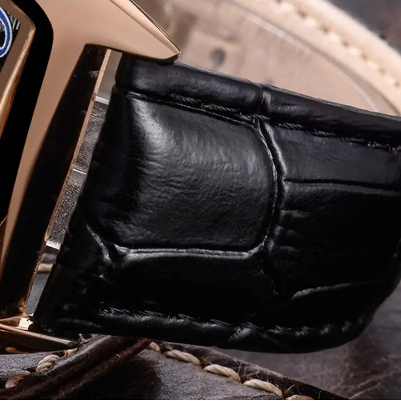 Stylish Men Watches Unique Design Tonneau Dial Colorful Number Genuine Leather Strap Quartz Wristwatch for Men Gift for Men