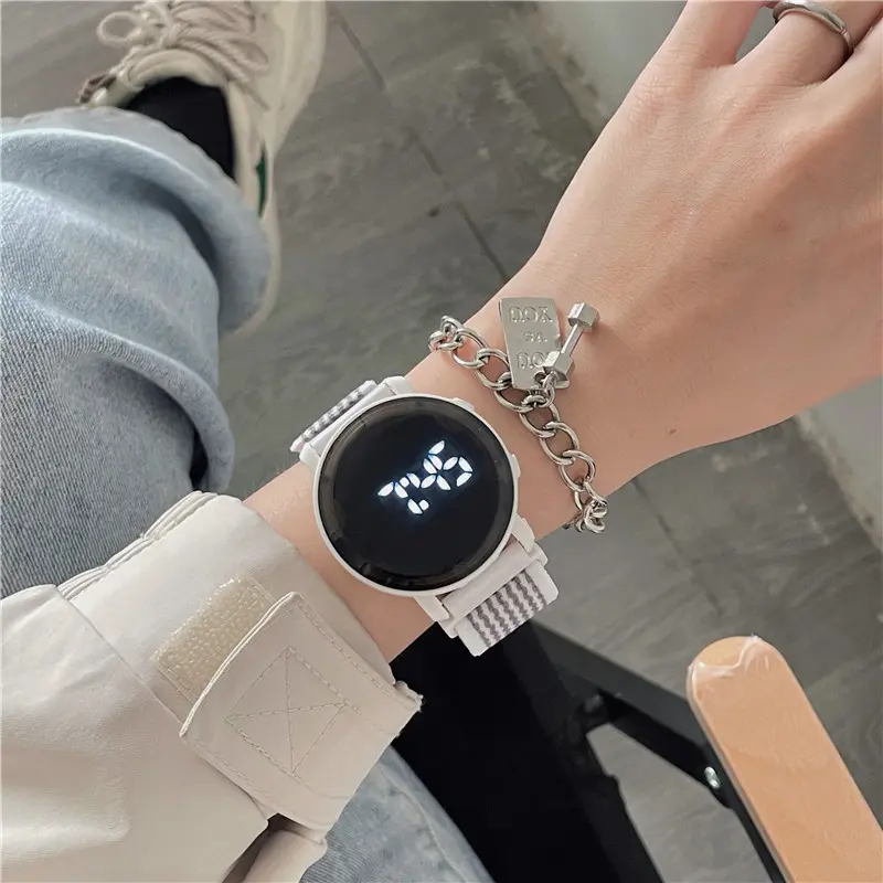 Fashion Rainbow Colorful Kids Watches Casual Nylon Strap Sport School Student Boys Girls LED Digital Children Watches Gift Clock