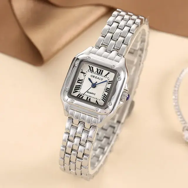 New Women's Fashion Square Watches Gold Alloy Strap Luxury Ladies Quartz Wristwatches Qualities Female Roman Scale Clock Gift