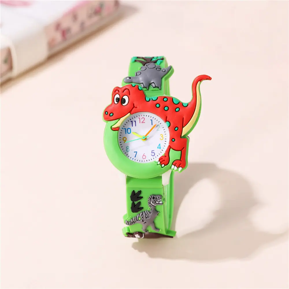 New Cartoon Dinosaurs Children Watch For Boys 3D Animals Patterns silicone Wristwatch For Student Kids