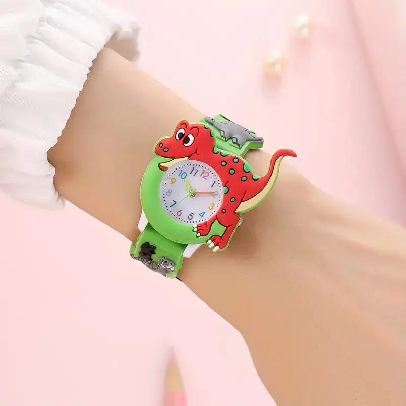 New Cartoon Dinosaurs Children Watch For Boys 3D Animals Patterns silicone Wristwatch For Student Kids