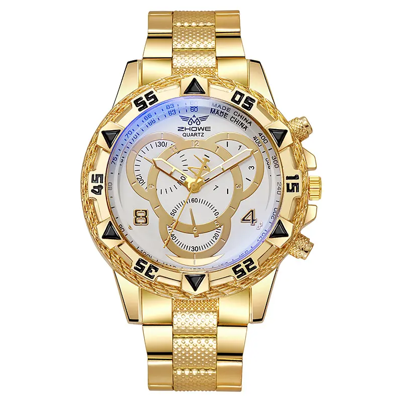 Luxury Men's Quartz Watch Classic Business Men Wristwatch Large Dial Alloy Steel Strip Blue Light Three Eye Men's Quartz Watch