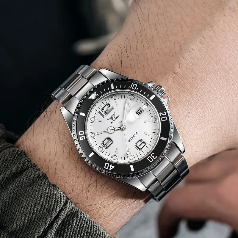 New Fashion Stainless Steel men quartz wristwatches Gold Sliver Luxury Brand Top Quality Men Quartz Watch Relogio（without box）