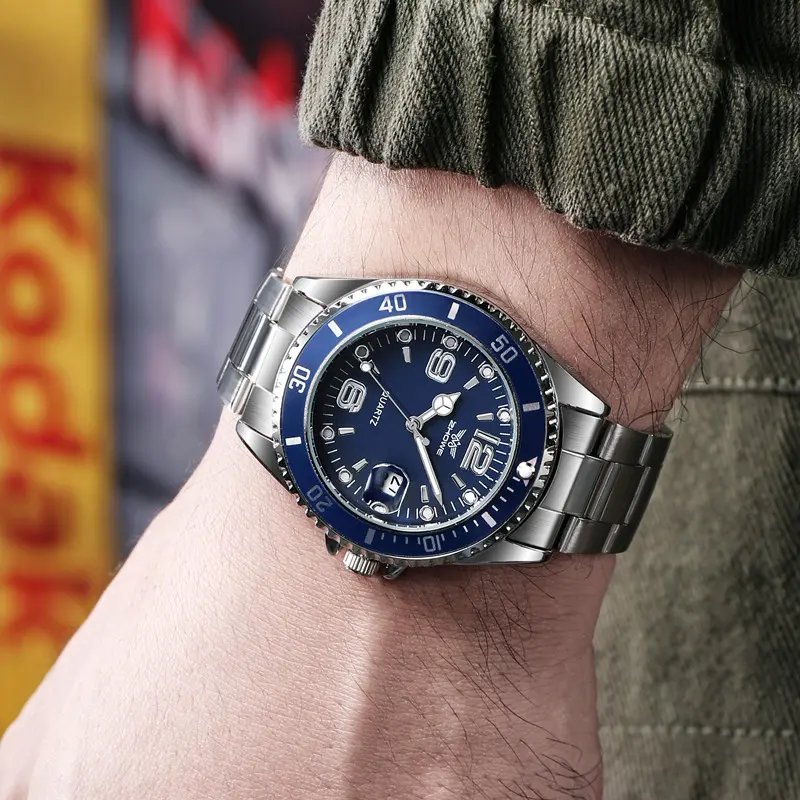 New Fashion Stainless Steel men quartz wristwatches Gold Sliver Luxury Brand Top Quality Men Quartz Watch Relogio（without box）