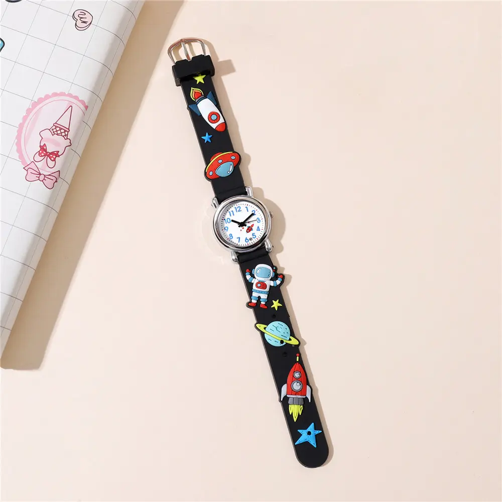 New Fashion Astronaut Pattern Series Children's Watch Color Plastic Tape Boy Girl Student Gift Watch