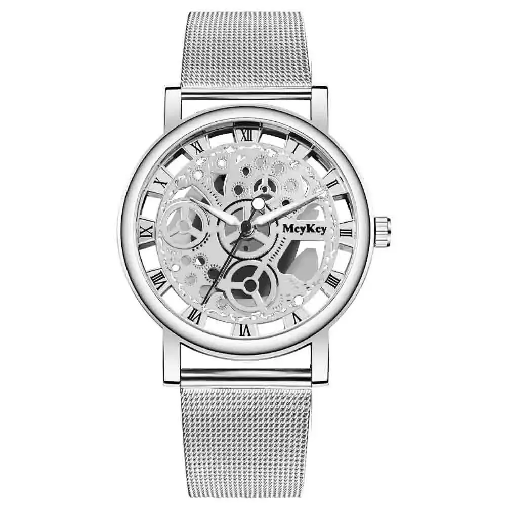 Fashion Top Women Hollow Skeleton Faux Mechanical Watch Ladies Metal Mesh Quartz Wrist Watches For Female Relogio Feminino