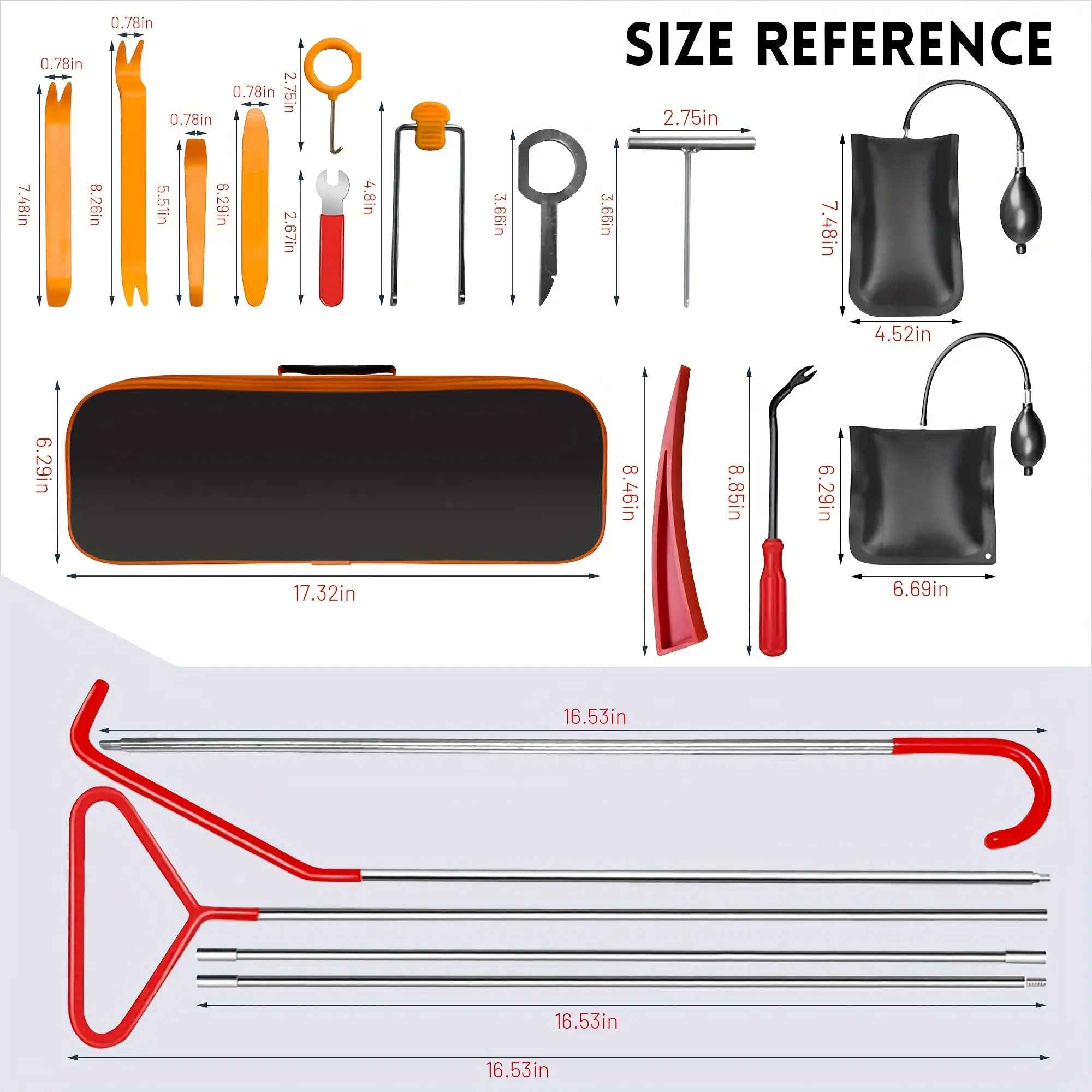 24-piece car repair tool set with long arm combination hook professional center console removal tool buckle removal crowbar infl