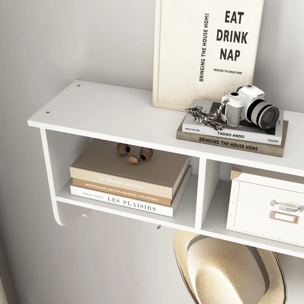 Entryway Wall Mounted Coat Rack with 4 Dual Hooks Living Room Wooden Storage Shelf  Hanger  Percheros Para Ropa