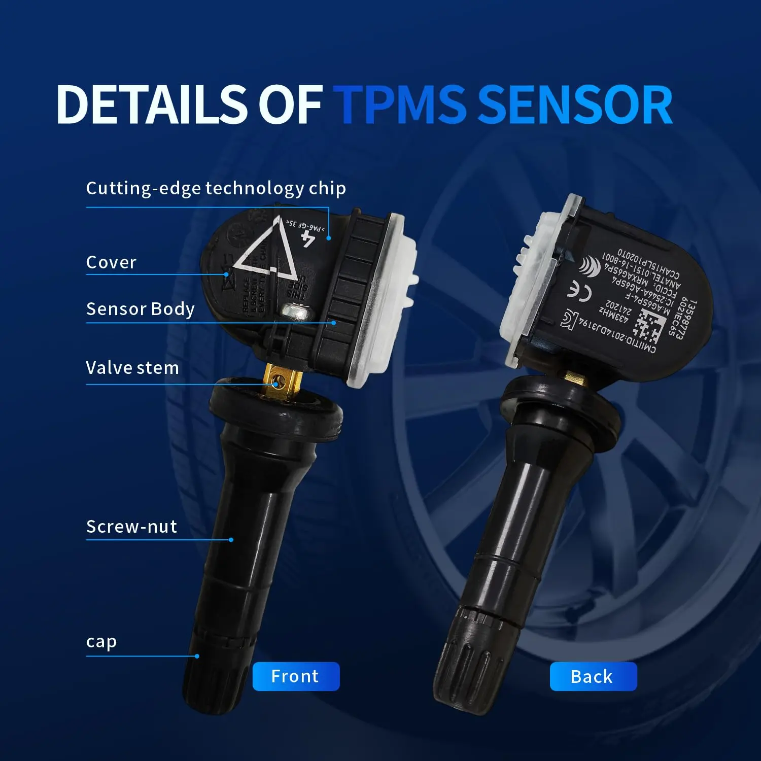 4PCS/13598773TPMS Sensor Tire Pressure Sensor Set of4 433 MHZ Compatible with Chevy Silverado 1500 Camaro Impala Traverse Malibu