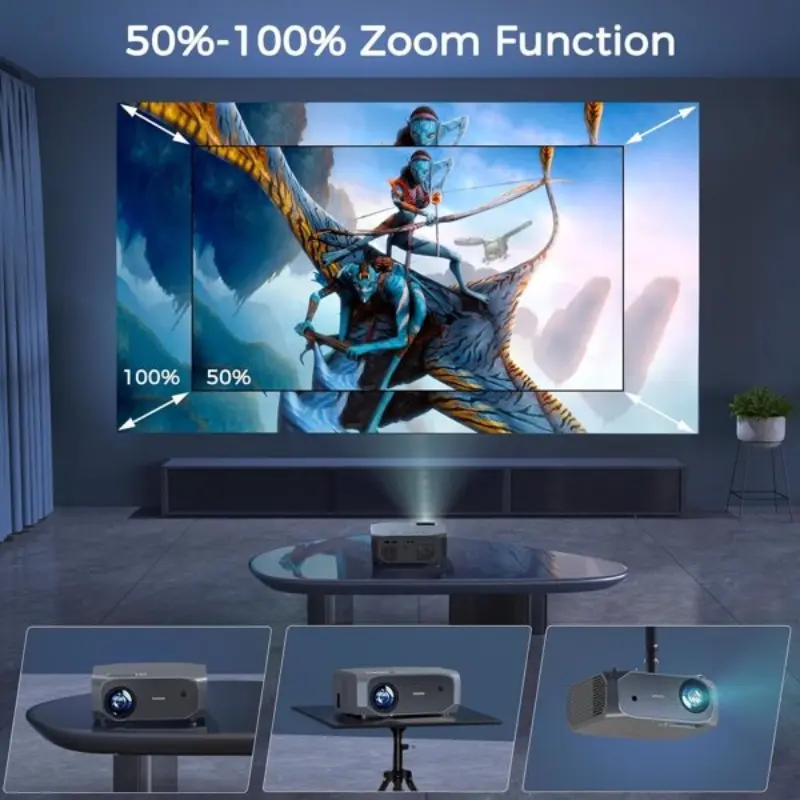 Projector with 5G WiFi and Bluetooth, Native 1080P Portable Outdoor Video Projector Supports 4K Projector