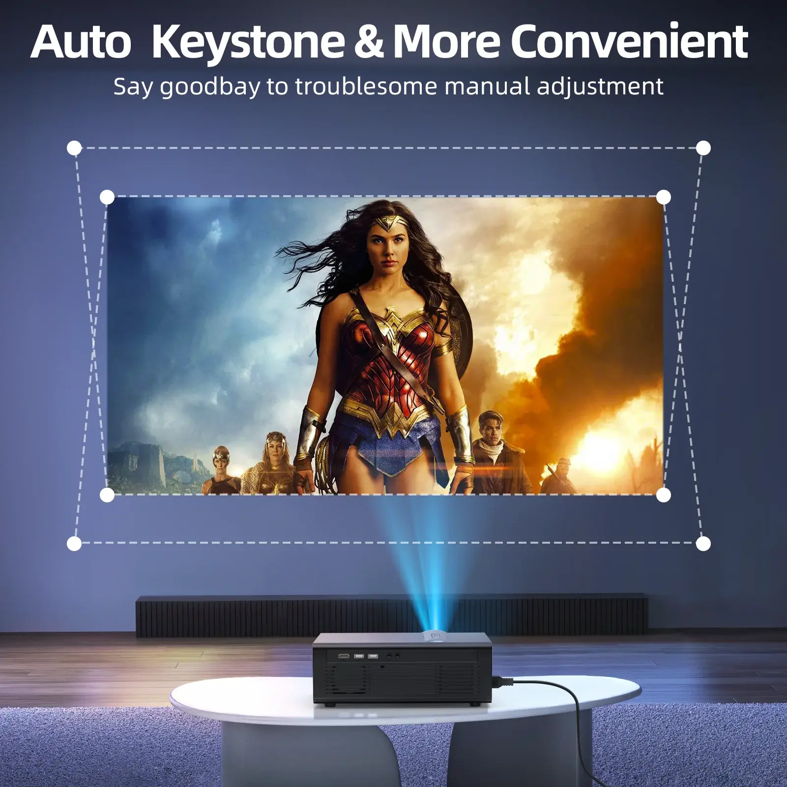 [Electric Focus/Auto Keystone] Projector with WiFi and Bluetooth, Native 1080P 4K Supported for Home Theater and Most Devices