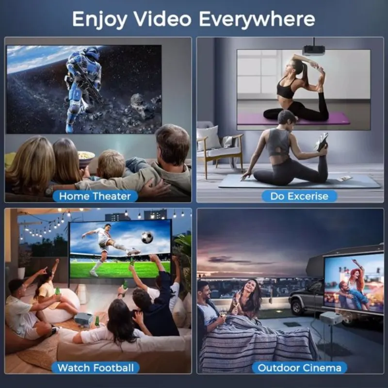 Projector with 5G WiFi and Bluetooth, Native 1080P Portable Outdoor Video Projector Supports 4K Projector
