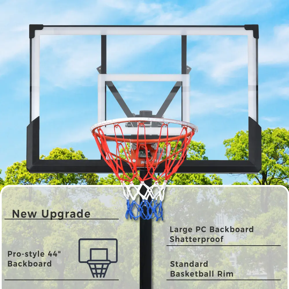 Portable Basketball Stand, 8-10ft Height Adjustable for Youth Adults LED Basketball Stand Light Basketball Hoop
