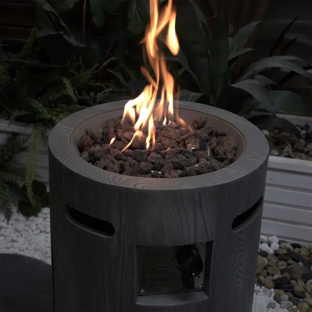 CSA Certified 20" Diameter Round Outdoor Gas Fire Pit with 2.5kg of Lava Rocks and Rain Cover Firepit