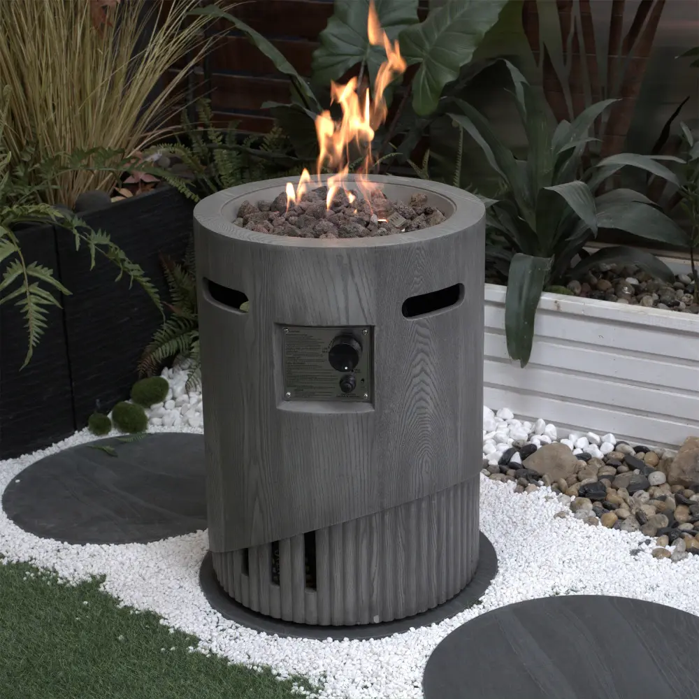 CSA Certified 20" Diameter Round Outdoor Gas Fire Pit with 2.5kg of Lava Rocks and Rain Cover Firepit