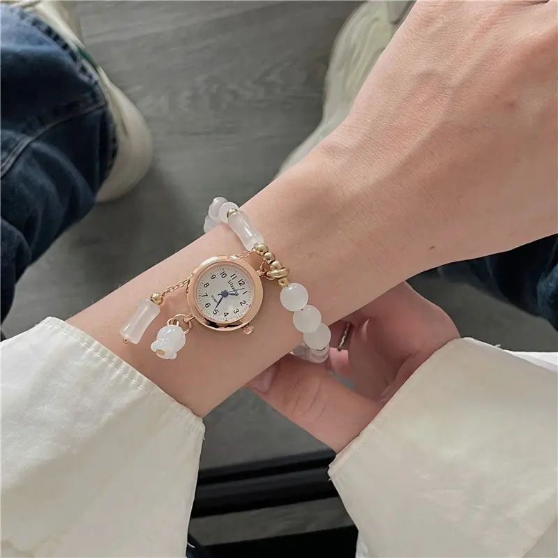 Elegant Watches Women Fashion Rose Gold Bead Bracelet Womens Watch Gift Casual Business Luxury Quartz Wristwatch for Women