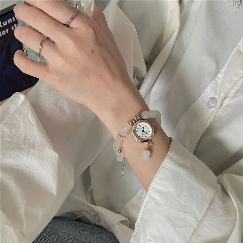 Elegant Watches Women Fashion Rose Gold Bead Bracelet Womens Watch Gift Casual Business Luxury Quartz Wristwatch for Women