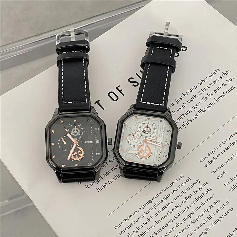 Fashion Men Watches Casual Stylish Analog PU Leather Strap Quartz Wristwatch for Men Luxury Business Sport Watches Gift