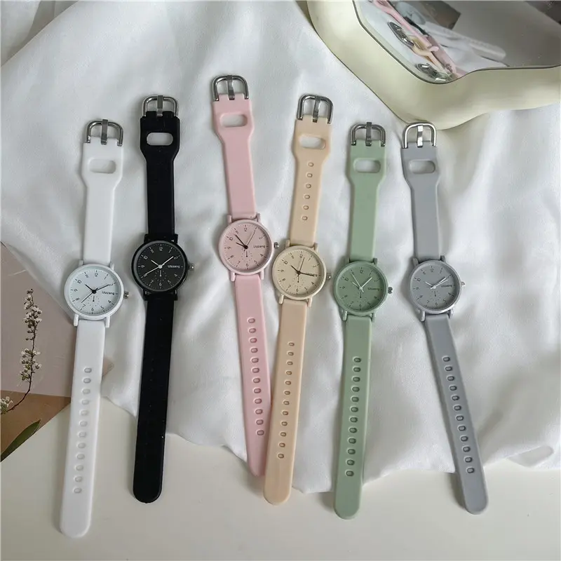Casual Women Watches Minimalism Design Silicone Strap School Student Girls Quartz Wristwatches Creative Birthday Gift for Female