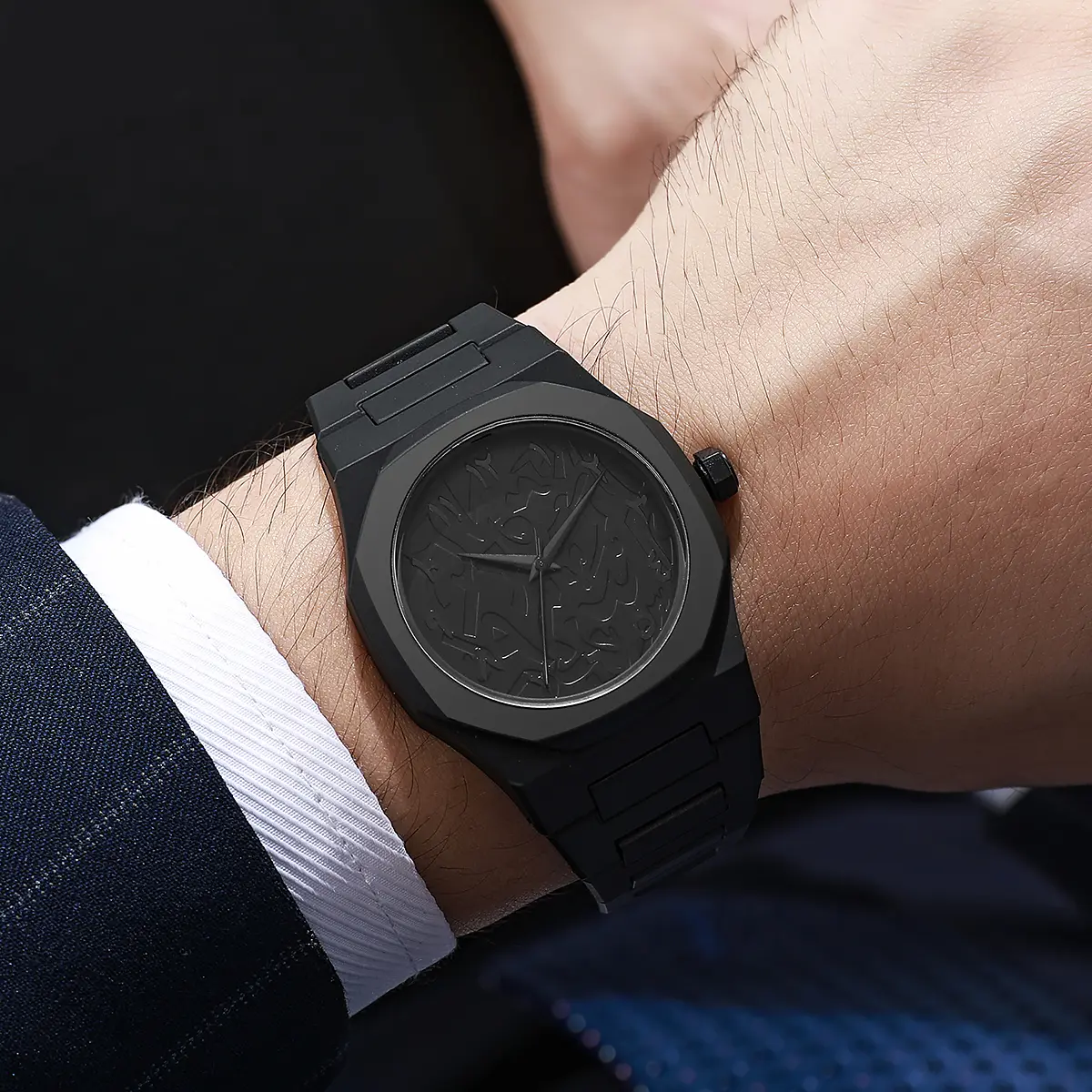 2025 New Trend Men Creative Watch Fashion Silicone Black Business Style Arabic Digital Creative Military Quartz Sports Watches