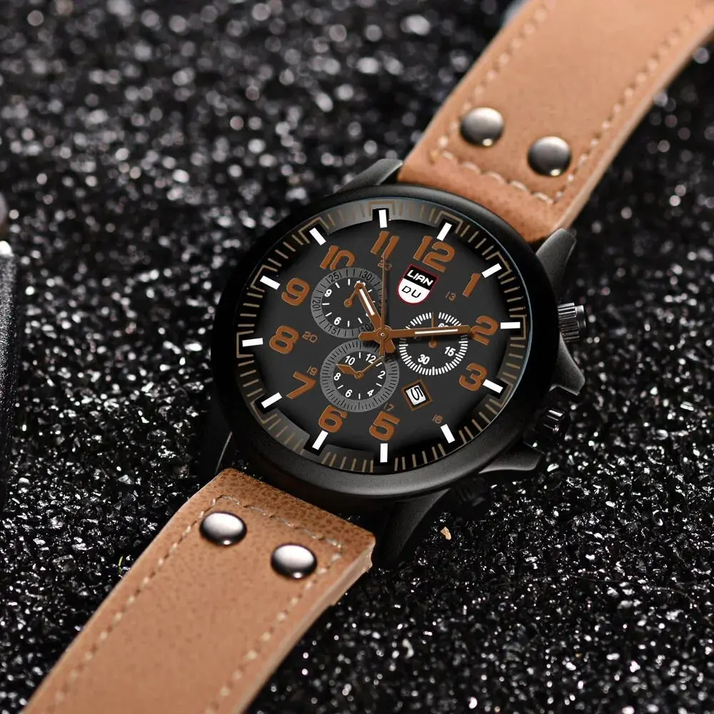 Luxury Brand Watch Men Leather Sports Watches Men's Army Military Quartz Wristwatch Male Clock Relogio Masculino Reloj Hombre