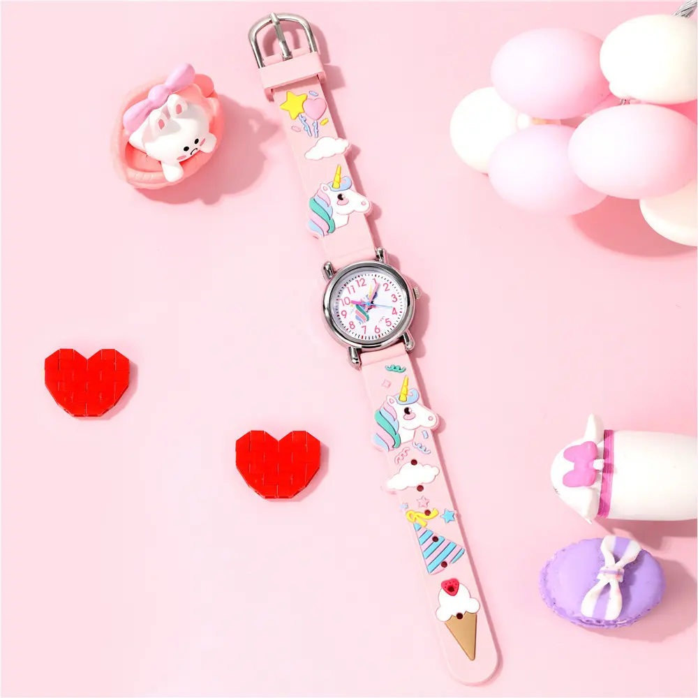 Cute Unicorn Pattern Children's Cartoon Watch Silicone Children's Watch Boys and Girls Cute Cartoon Quartz Watch