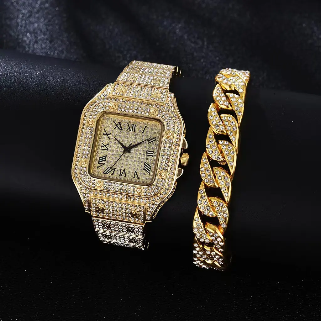 2pcs Luxury Fashion Men Women Watch Set Silver Strap Ladies Quartz Wristwatch Alloy Bracelet For Ladies Gift (without box)