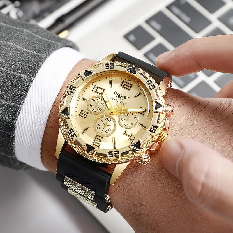 Fashion Luxury Men's Quartz Watch Business Casual Silicone Strap Mens Wristwatch Family Friends Birthday Gifts