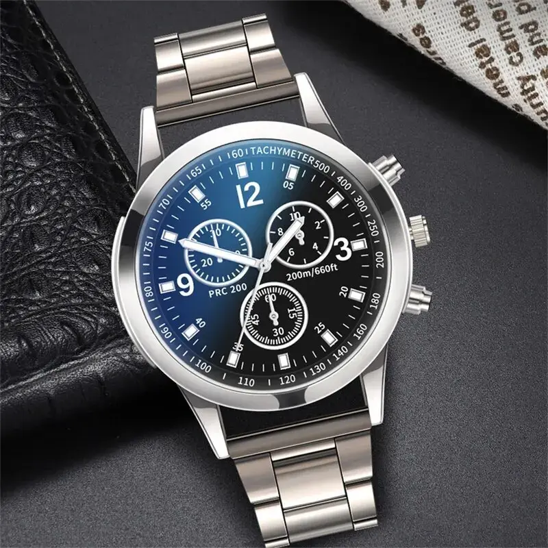 Mens Quartz Watches Men Black Luxury Sport Quartz Watch Stylish Silver Stainless Steel Strap Business Men's Clock Wristwatches