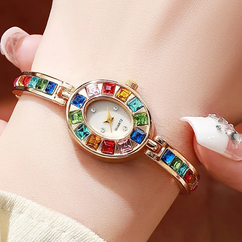 Fashion Rhinestone Women Watch Square Dial Ladies Quartz Watches Bracelet Band Wristwatches