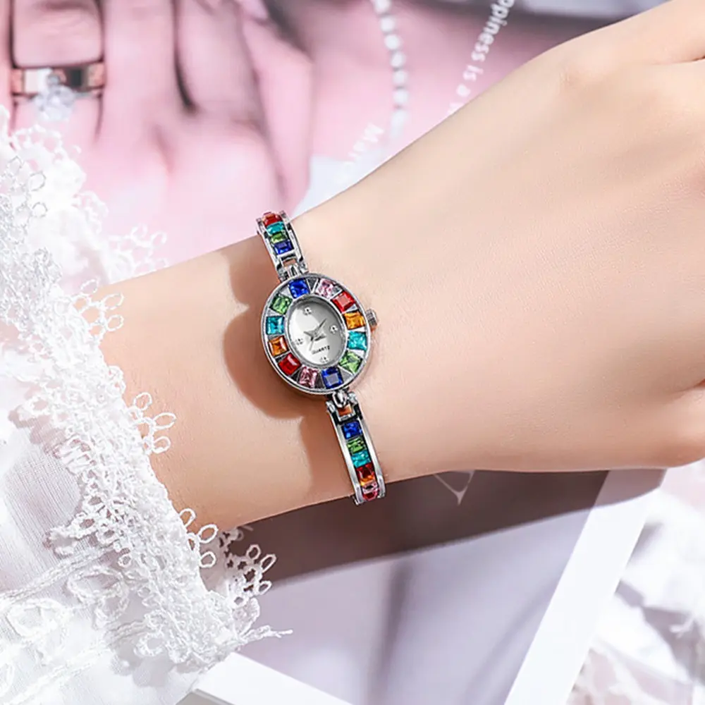 Fashion Rhinestone Women Watch Square Dial Ladies Quartz Watches Bracelet Band Wristwatches