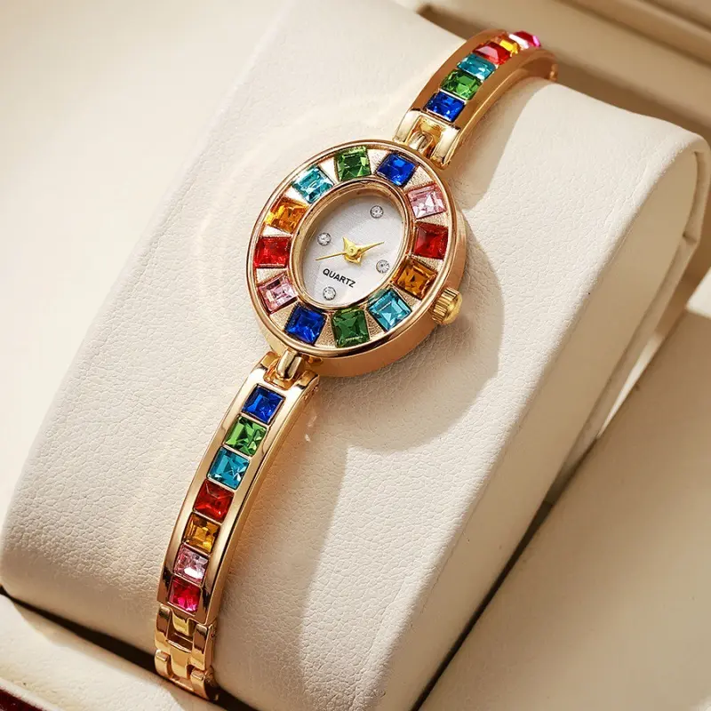 Fashion Rhinestone Women Watch Square Dial Ladies Quartz Watches Bracelet Band Wristwatches