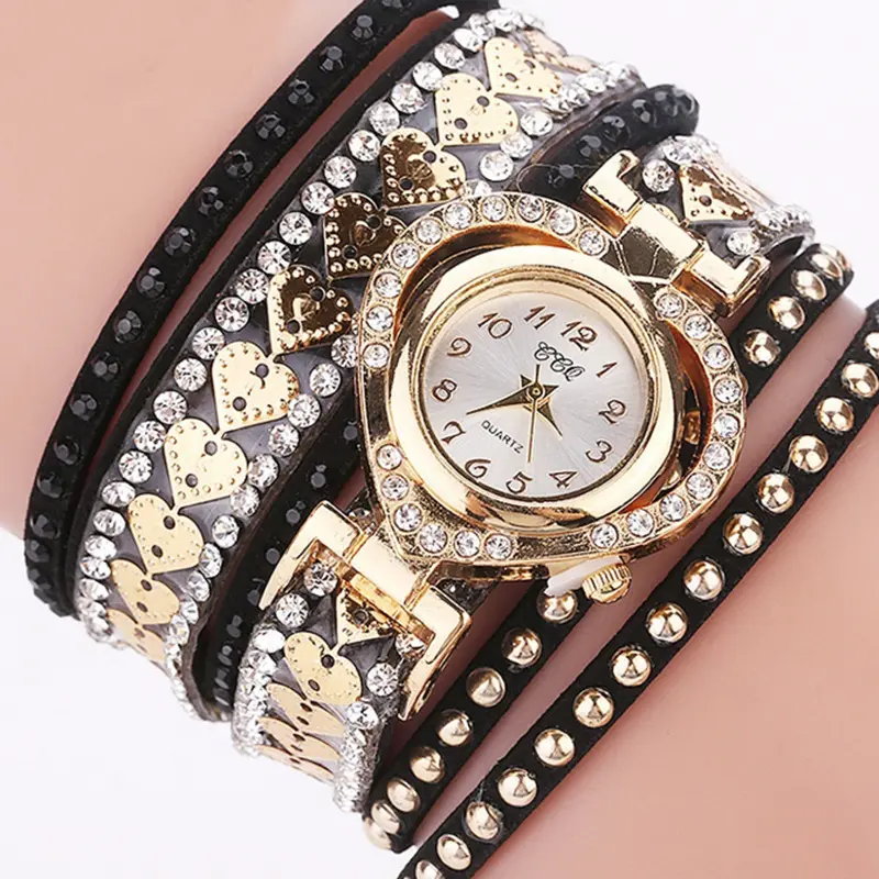 Women's Watch Fashion Rhinestone Braided Rope Bracelet Quartz Watches Relogio Feminino