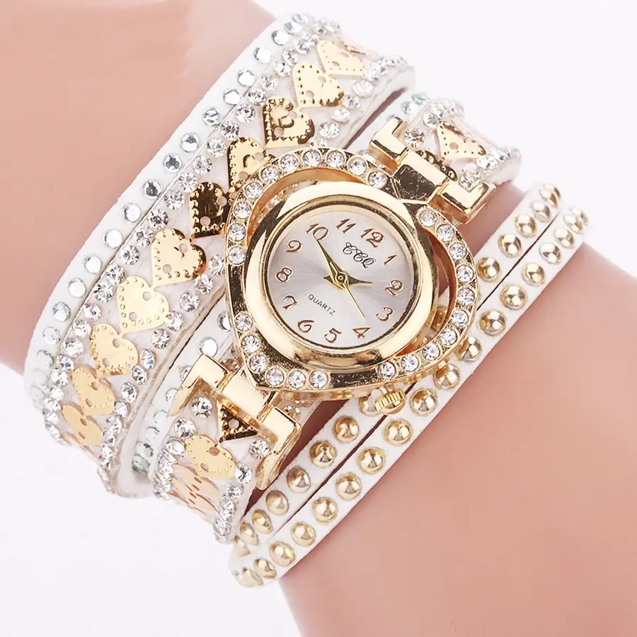 Women's Watch Fashion Rhinestone Braided Rope Bracelet Quartz Watches Relogio Feminino