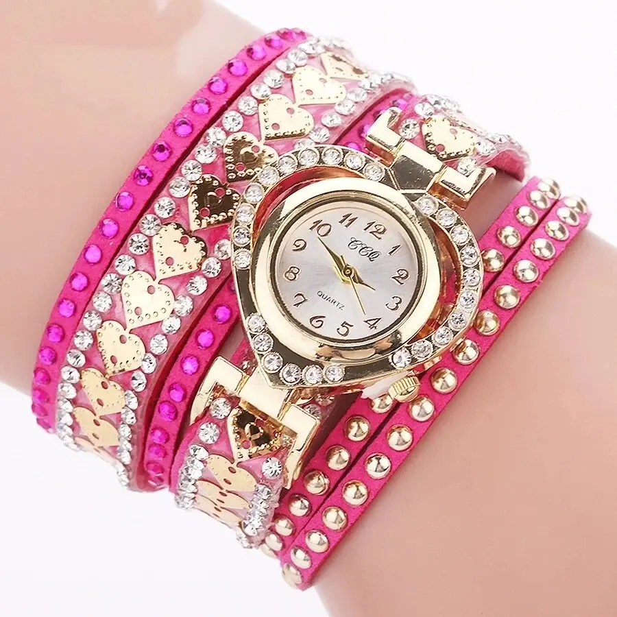 Women's Watch Fashion Rhinestone Braided Rope Bracelet Quartz Watches Relogio Feminino