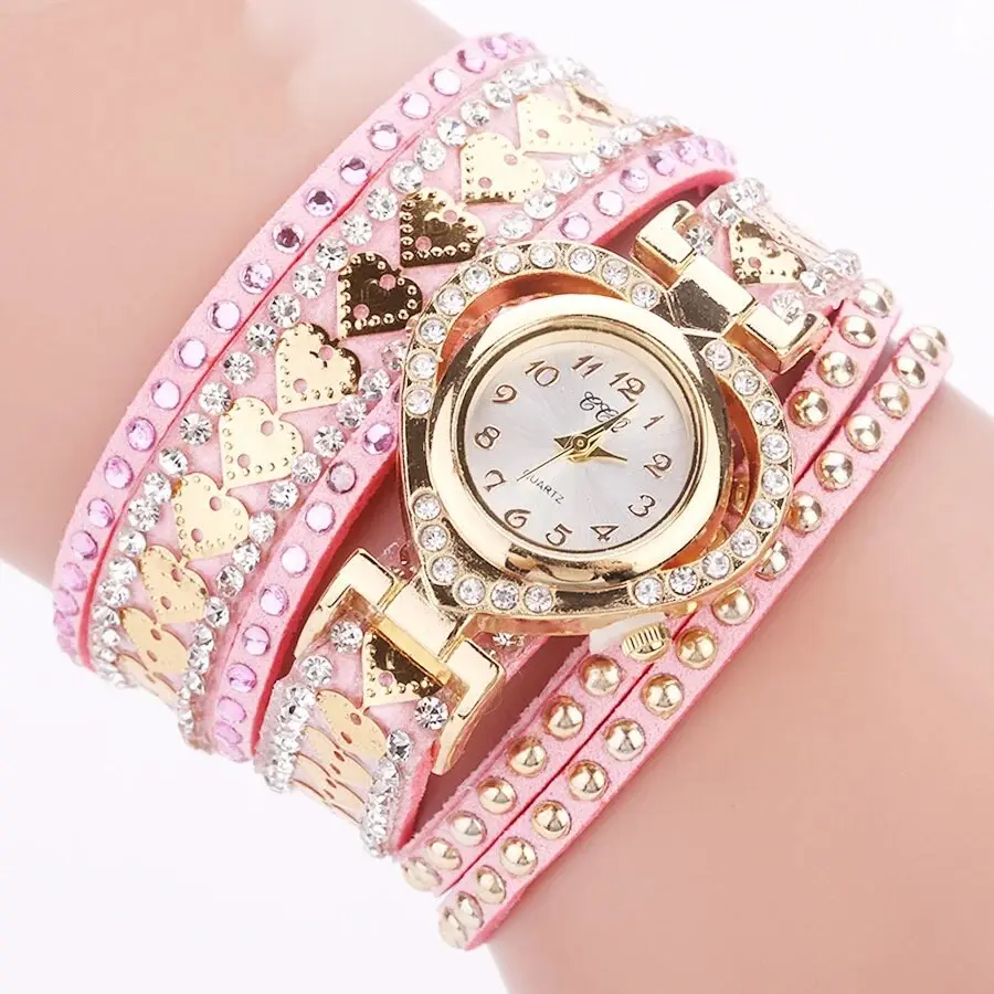 Women's Watch Fashion Rhinestone Braided Rope Bracelet Quartz Watches Relogio Feminino