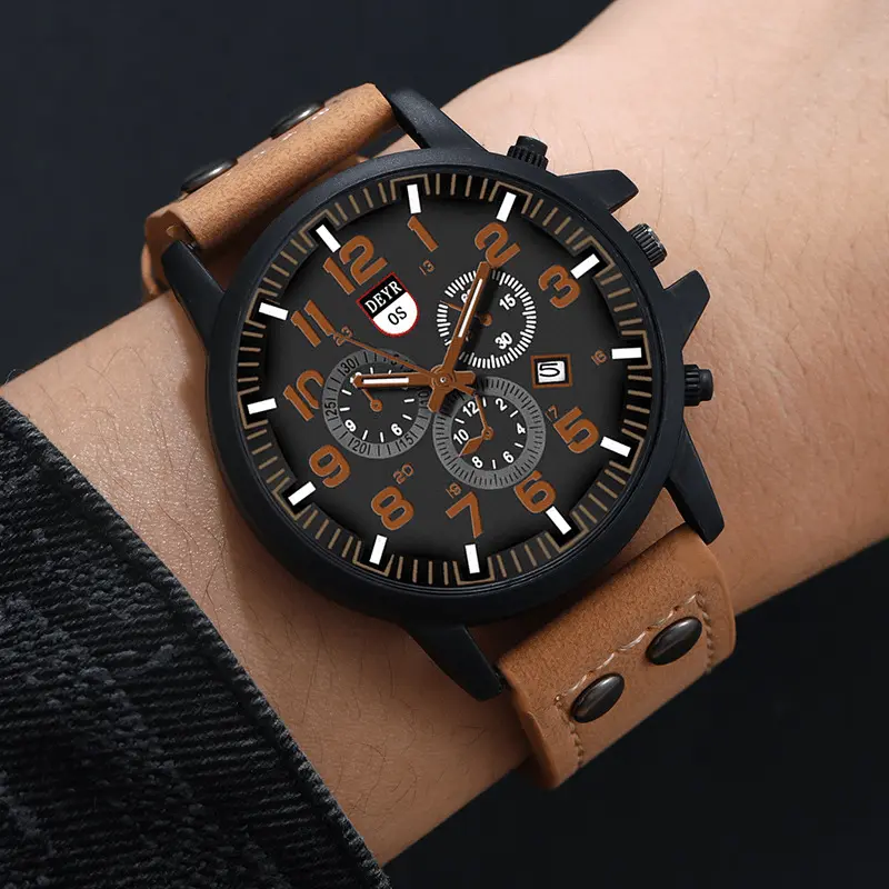 Luxury Brand Watch Men Leather Sports Watches Men's Army Military Quartz Wristwatch Male Clock Relogio Masculino Reloj Hombre