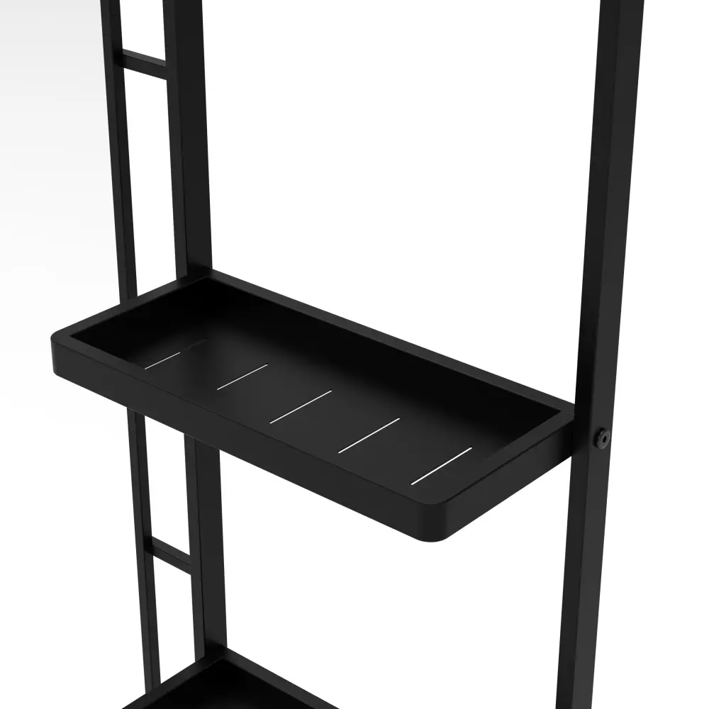 30X44 Ines Modern Vanity Mirror with Multifunctional Shelf, Large Bathroom Mirror, Black Frame Decorative Mirror