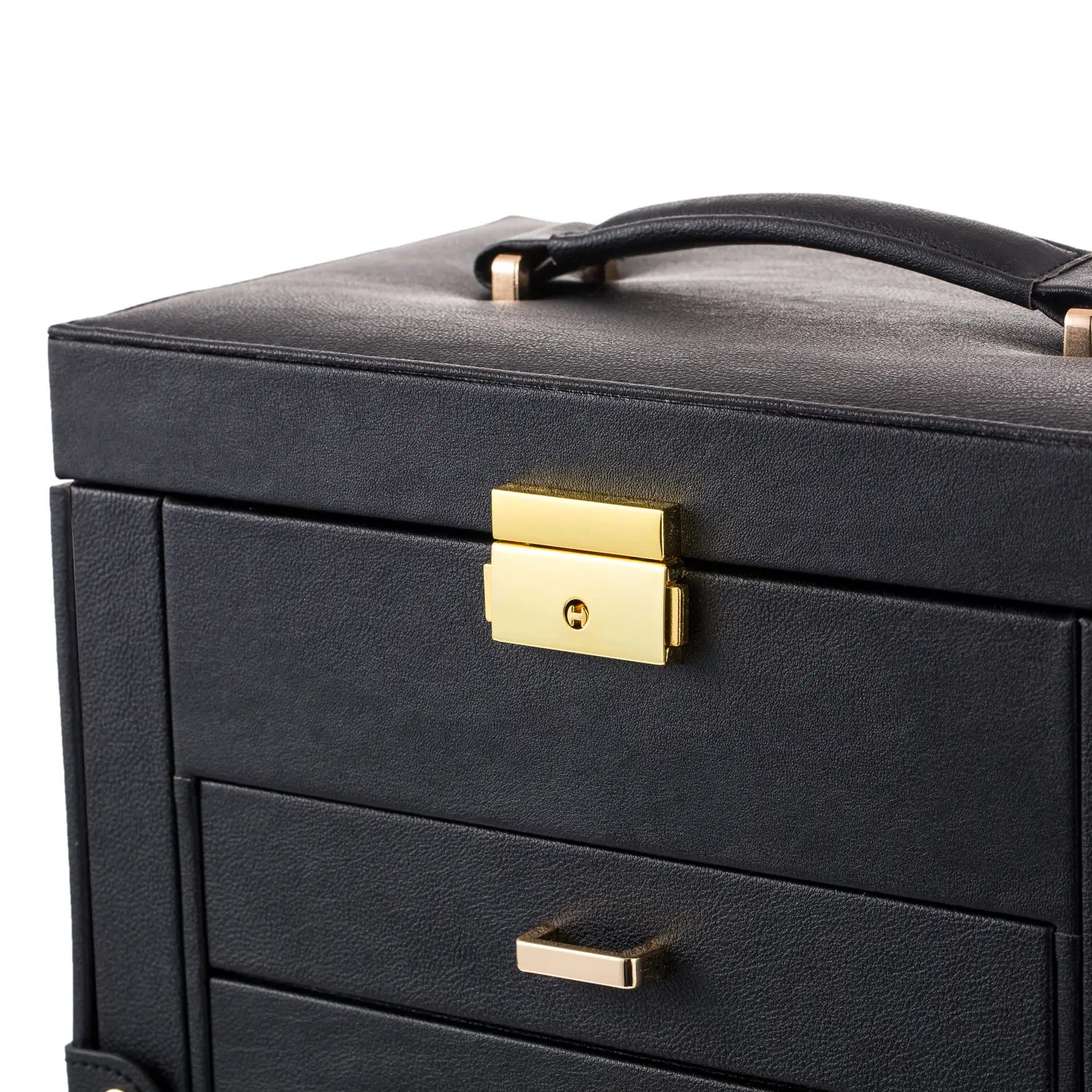 Synthetic Leather Large Jewelry Box, Mirror Watch Storage Box, Necklace Ring Earring Storage Box Make Up Organizer