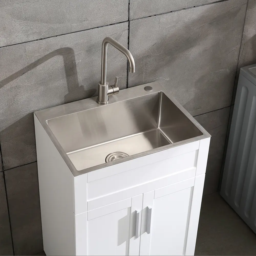 24in Stainless Steel Washing Sink W/ Faucet Hoses and Drain Head Only(Update) Kitchen  Kitchen Sink  Stainless Steel Sink