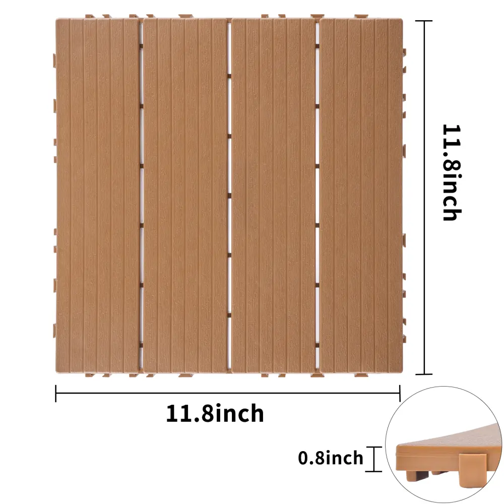 Plastic Interlocking Deck Tiles, 11.8" x 11.8" (Pack of 44), Patio Flooring Outdoor Waterproof All Weather Use