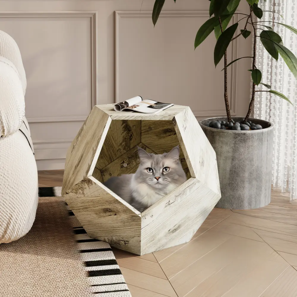 25.98 Inch Modern Pet Furniture Cat Tray Side Table MDF Multifunctional Furniture Cat House