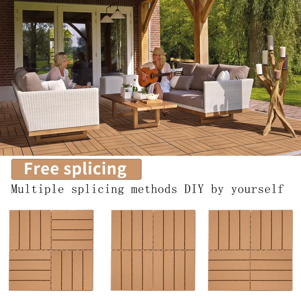 Plastic Interlocking Deck Tiles, 11.8" x 11.8" (Pack of 44), Patio Flooring Outdoor Waterproof All Weather Use
